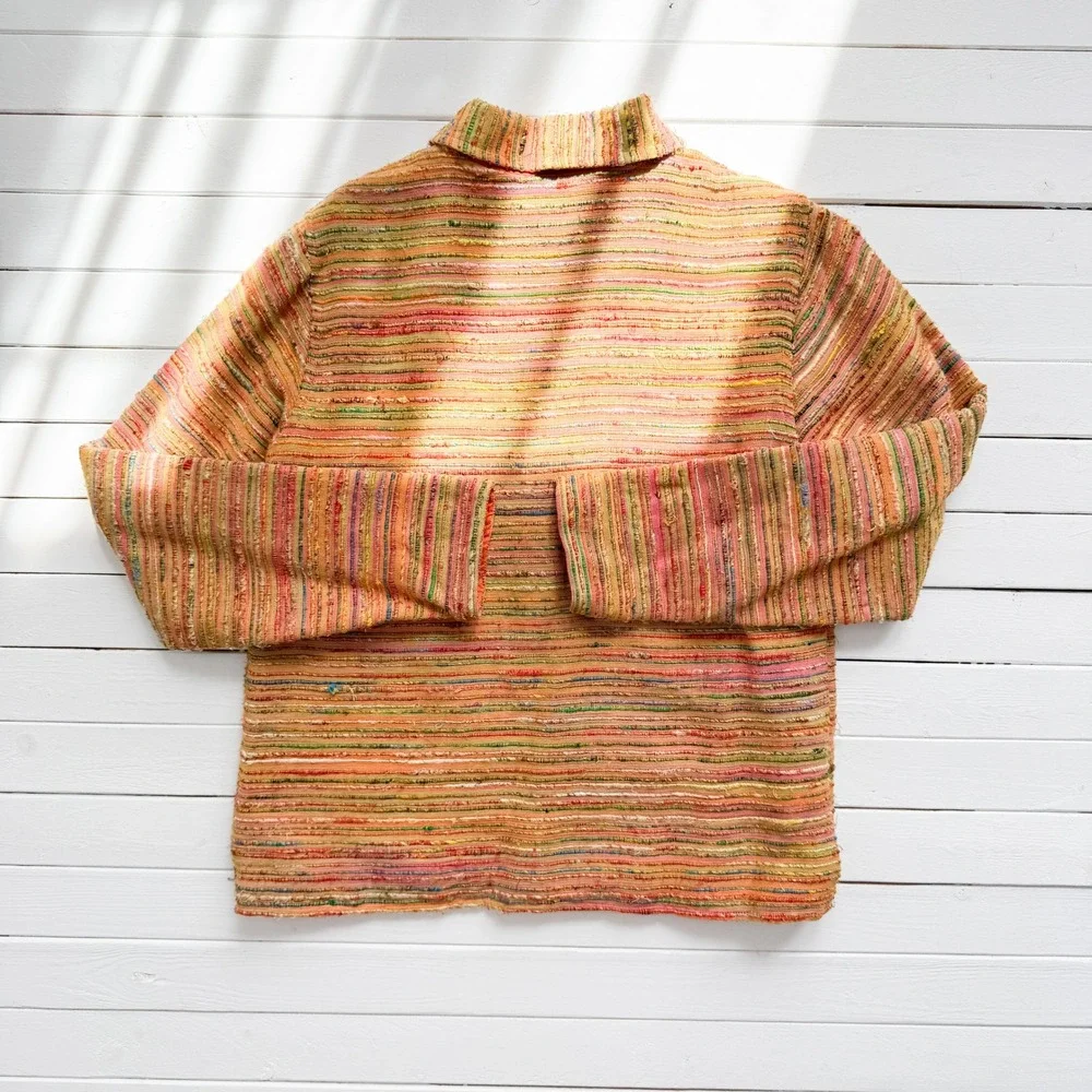 Coldwater Creek y2k vtg rainbow silk embroidered striped jacket size‎ S - Picture 5 of 5